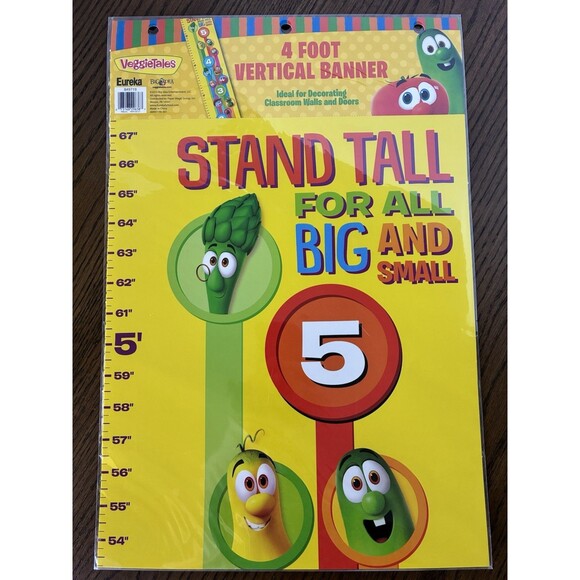 Other - Veggie Tales Growth Chart Class Wall Vertical Banner 4ft Poster Bible School VBS